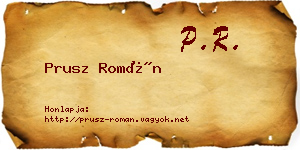 Prusz Román névjegykártya